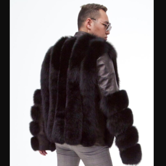 Fox Fur and Lamb Leather Moto Jacket - Picture 4 of 5